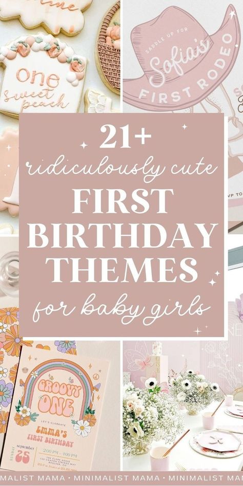 Planning your baby girl's 1st birthday and on the hunt for cute baby first birthday themes? I'm a professional parties writer and *these* are my fav 1st birthday themes girl edition in 2024 - including tons of super cute tips and 1 year birthday party ideas! Celebrating first birthdays is something so precious - and I truly hope these first birthday party themes inspire you! (Pin to your 1st birthday girl party ideas board!) 1st And 2nd Birthday Combined Theme, 1st Year Birthday Theme, One Year Bday Themes, June First Birthday Girl, First Birthday Themes For Baby Girl, February Bday Party Ideas, 1st And 3rd Birthday Combined Themes, Wonderful 1st Birthday Theme, 1 St Birthday Themes Girl