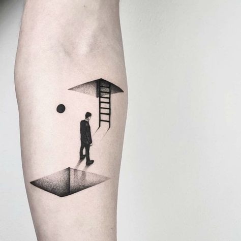 Ladder Tattoo, Best 3d Tattoos, S Tattoos, Surreal Tattoo, Stylish Tattoo, Geniale Tattoos, 3d Tattoos, My Sketchbook, Time Tattoos