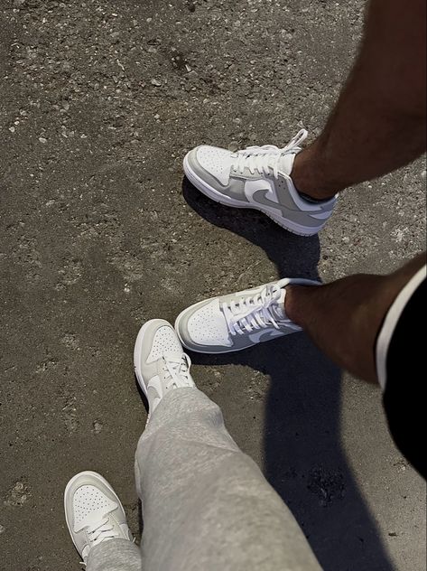 Couples nike dunk low matching outfit inspo grey fog jordans sneaker inspiration Nike Dunk Low Outfit Men, Fog Outfit, Nike Dunk Low Outfit, Taylor Lynn, Nike Dunks Low, Dunks Outfit, Dunks Low, Nike Shoes (men), Couples Outfit