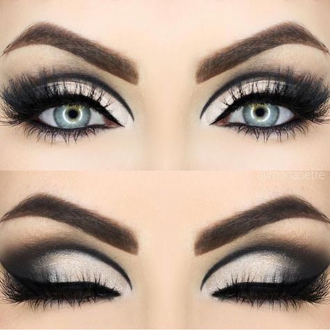 Maquillage Goth, Eye Makeup Cut Crease, Cut Crease Eyeshadow, Smokey Eye Makeup Look, Cut Crease Eye, White Eyeshadow, Eye Makeup Steps, Makijaż Smokey Eye, Colorful Eye Makeup