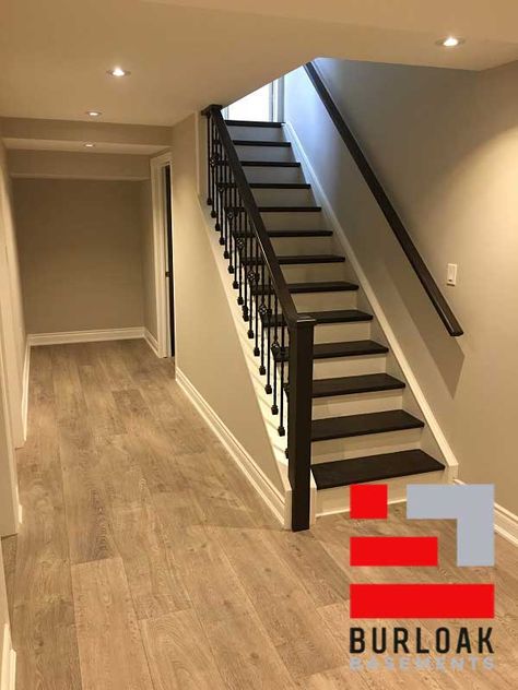 Stairs To Basement Ideas, Basement Railing, Basement Bathroom Decor, Basement Stairway Ideas, Remodel Staircase, Room Ideas Basement, Basement Stairway, Basement Family Rooms, Basement Remodel Ideas