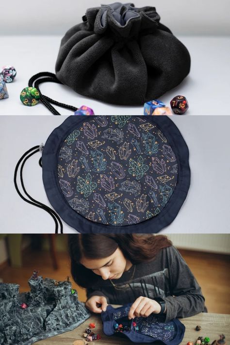 Elevate your dice game with our Crystal Haven Dice Bag! This six-pocketed wonder is designed to cradle your precious dice collection with style and organization. Perfect for Dungeons and Dragons enthusiasts, this dice bag is a must-have accessory for your tabletop adventures. Crystal Dice Bag Dice Bag with 6 Pockets DnD Dice Bag Dungeons and Dragons Accessories Pocket Dice Bag Dice Bag Pattern Sewing, Diy Dnd Gifts, Diy Dice Bag, Dnd Dice Bag, Crystal Dice, Dnd Diy, Dice Pouch, Diy Dice, Diy Purses