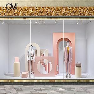 O&M Retail Store Window Display Props Arch Decoration Showroom Visual Merchandising (Pink-Large Window) Window Display Design Creative, Fashion Window Display, Window Brands, Retail Store Interior Design, Store Window Display, Store Design Boutique, Visual Merchandising Displays, Store Window Displays, Window Display Design