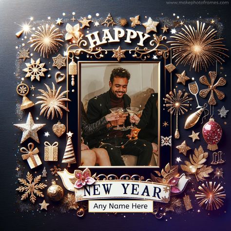 2024 happy new year free photo frame with name Marriage Anniversary Cards, New Year Wishes Quotes, Christmas Picture Frames, Fireworks Photo, Happy New Year Fireworks, New Year Fireworks, Happy New Years Eve, Welcome Card, Christmas Picture