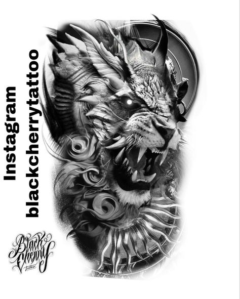 Lion Art Tattoo, Tiger Tattoo Sleeve, Dragon Tattoo Sketch, Big Cat Tattoo, Medusa Tattoo Design, Lion Tattoo Sleeves, Mens Lion Tattoo, Samurai Tattoo Design, Realistic Tattoo Sleeve