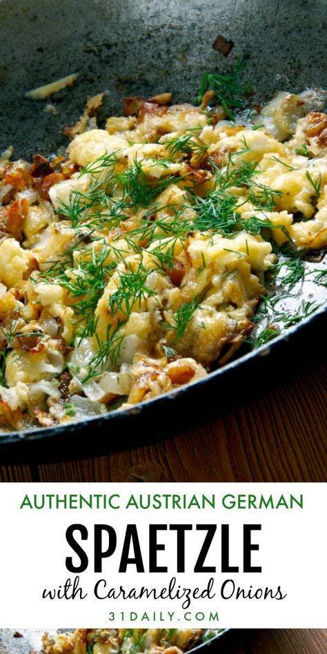 Austrian Schnitzel Recipe, Spatzle Dishes German Recipes, Austrian Christmas Recipes, German Foods Authentic, Austrian Food Recipes, Spaetzle Recipes Sauces, German Food Recipes Authentic, Spaetzle Recipes, Austrian Food