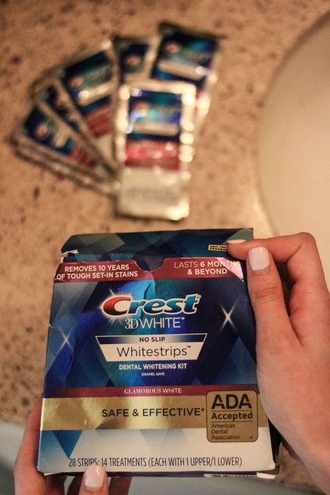 I used Crest Whitestrips for 14 Days and here's what happened. - Crest 3D Glamorous Whitestrips on Coming Up Roses, crest whitestrips before and after, crest whitestrips, at home teeth whitening, best teeth whitening, crest white strips results At Home Teeth Whitening, Home Teeth Whitening, Crest White Strips, Teeth Whitening Strips, Best Teeth Whitening, Oral Care Routine, Receding Gums, Coming Up Roses, Natural Teeth Whitening