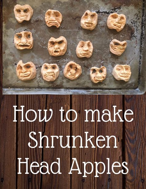 Shrunken Head Apple Punch, Apple Shrunken Heads How To Make, Halloween Shrunken Apple Heads, Halloween Shrunken Heads, Shrunken Apple Heads How To Make, How To Make Shrunken Heads, Shrunken Potato Heads, Shrunken Head Punch, Apple Monster Mouth