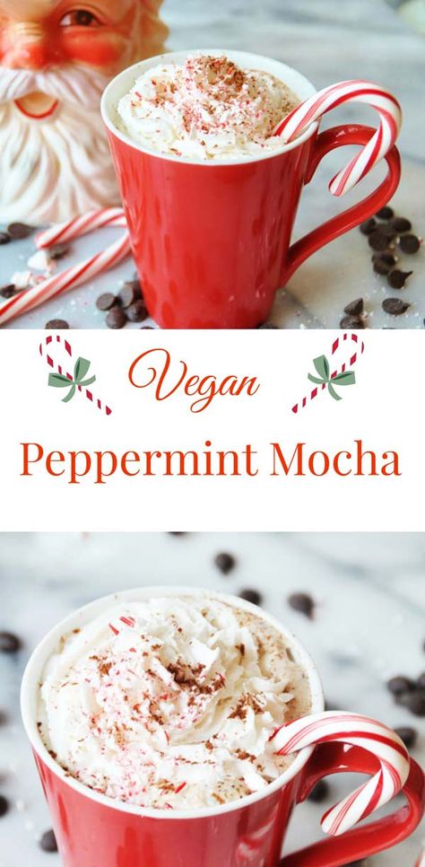 Vegan Peppermint Mocha, Hot Chocolate Vegan, Peppermint Hot Chocolate Recipe, Dinner 2023, Low Carb Milk, Christmas Vegan, Christmas Eats, Vegan Coffee, Peppermint Hot Cocoa