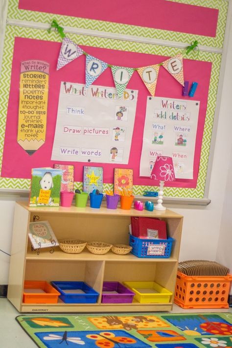 FREE Banner letters- Mrs. Ricca's Kindergarten: Classroom Organization! {FREEBIES} Pretty Classroom, Kissing Hand, Chevron Borders, Classroom Pictures, Writing Centers, Writing Station, Writers Workshop, Writing Area, Classroom Organisation