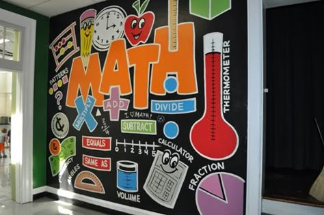 Maths Wall, Math Wall, Maths Day, Math Lab, Wall Painting Ideas, Science Classroom Decorations, Math Classroom Decorations, School Board Decoration, Middle School Math Classroom