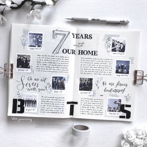 Bts Journal Ideas, Stationery Things, Happy 7th Anniversary, We Are Bulletproof The Eternal, Bulletproof The Eternal, Anniversary Journal, Army Crafts, Bts Journal, Bullet Journal Cover Ideas