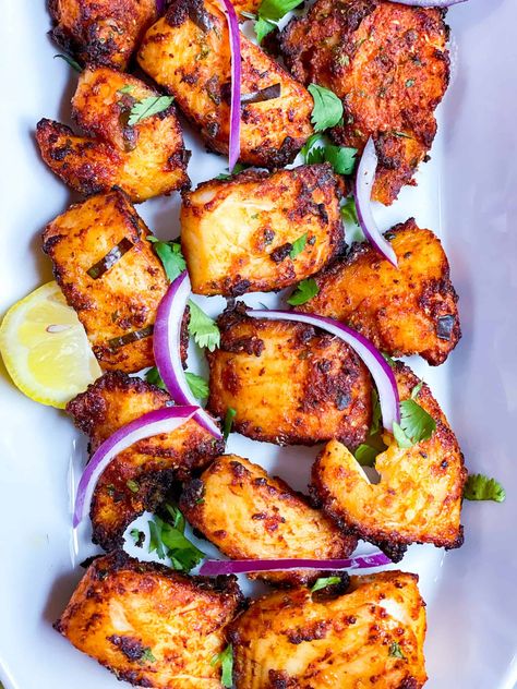 Spicy and scrumptious Andhra style fish fry in air fryer. Air Fryer Fish Fry, Air Fry Fish, Fish Filet Recipes, Airfryer Fish, Fish Fry Recipe Indian, Reheat French Fries, Masala Fish Fry, Air Fryer Recipes Indian, Indian Fish Recipes