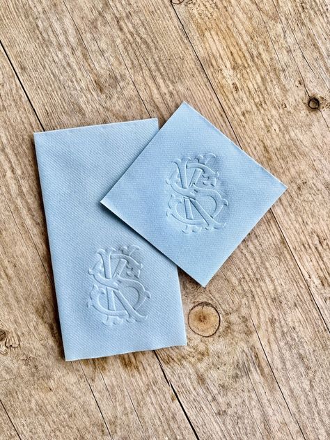 Embossed Napkins, Monogrammed Linen Like Guest Towels, Beverage Napkins, Cocktail, Paper, Personalized, Dinner, Wedding, Restroom, Dinner - Etsy Monogrammed Dinner Napkins, Custom Wedding Napkins Cocktails, Wedding Welcome Boxes, Oyster Wedding Decor, Rehearsal Dinner Tables, Wedding Plate Setting, Wedding Restroom, Baby Blue Weddings, Wedding Extras