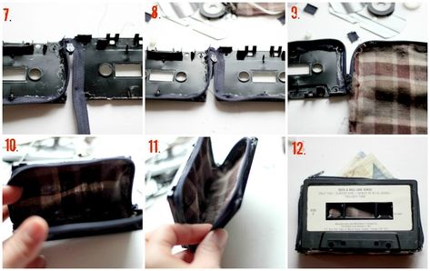 Diy Wallet No Sew, Diy Wallet Tutorial, Cassette Tape Crafts, Diy Wallet Pattern, Cassette Tape Art, Record Crafts, Cassette Audio, Retro Cassette, Wallet Tutorial