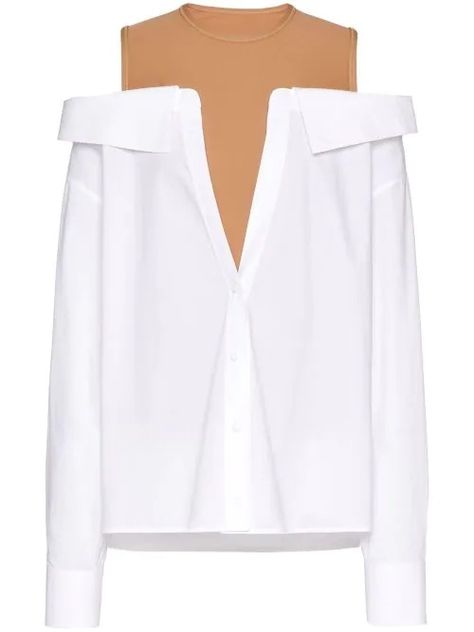 VALENTINO… Off Shoulder Shirt, Cotton Poplin Shirt, Full Look, Shoulder Shirts, Poplin Shirt, Jersey Top, Shirt White, Cotton Poplin, Valentino Garavani