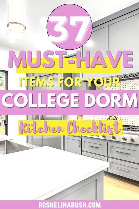 college dorm kitchen Dorm Cooking Essentials, College Dorm Cooking, College Apartment Kitchen Essentials, College Dorm Cooking Essentials, College Food List Dorm Room, Bachelor Kitchen, Dorm Room Cooking, Must Have Kitchen Items, Kitchen Checklist