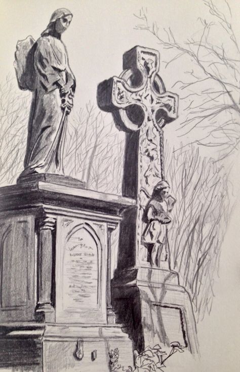 Cemetary Illustrations, Cemetery Sketch Drawings, Cemetery Art Drawing, Graves Drawing, Grave Stone Drawing, Cemetery Sketch, Graveyard Sketch, Cemetery Drawing, Grave Drawing