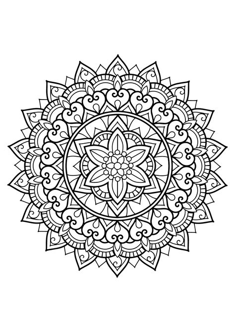 Here are Difficult Mandalas Coloring pages for adults to print for free. Mandala is a Sanskrit word which means a circle, and metaphorically a universe, environment or community. For centuries, in many cultures (eg Tibet), the Mandala is used as a tool to facilitate meditation. Those suggested here are of various styles and levels of difficulty, ranging from complex to complex ! NEW: Discover our new website 100% Free Mandalas to print and color (for children and adults) : www.free-man... Mandala Disney, Mandalas Coloring Pages, Mandala Colouring Pages, Mandala Printable, Mandalas Painting, Pattern Coloring Pages, Mandalas Drawing, Mandala Coloring Books, Printable Adult Coloring Pages