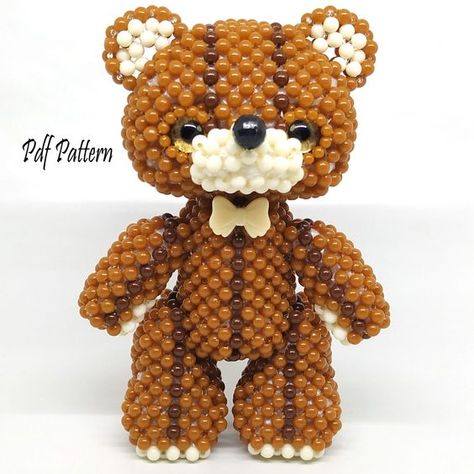 Beading Tutorial Pattern: Teddy Bear #BeadingPatterns #BeadingPatternsFree #BeadingPatternsFreeTutorials Bear Beading Patterns, 3d Beaded Animals Patterns, Pattern Teddy Bear, Teddy Bear Crafts, Diy Teddy Bear, Drawing Patterns, Computer Drawing, Drawing Pattern, Bear Crafts