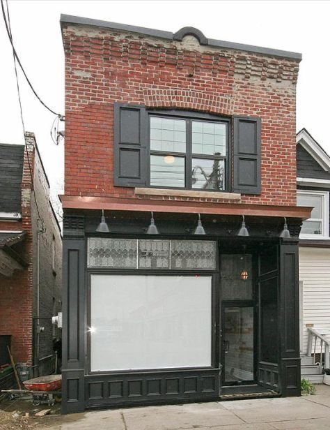 Tattoo Shop Exterior Design, Storefront With Apartment Above, Tattoo Shop Exterior, Storefront Exterior, Store Front Ideas, Storefront Design, Exterior Home Design, Building Renovation, Exterior Inspiration