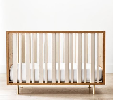 Nursery Works Novella Convertible Crib | Pottery Barn Kids Pottery Barn Kids Nursery, Wooden Crib, Crib Design, Modern Crib, White Nursery, Baby Cot, Mini Crib, Convertible Crib, Cot Bedding