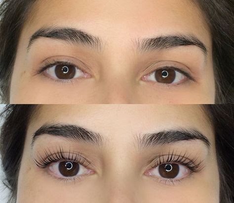 Pros & Cons:”what is a lash lift?" Lash lifts, or lash perms, are a service in which a chemical solution is applied to your lashes to keep them curled. Afterward, you'll have lifted lashes without a lash curler or waterproof mascara. Lash Tint And Lift, Lvl Lashes, Eyelash Lift And Tint, Lash Perm, Lash Lifts, Eyelash Perm, Lash Tint, Applying False Eyelashes, Eyelash Extentions