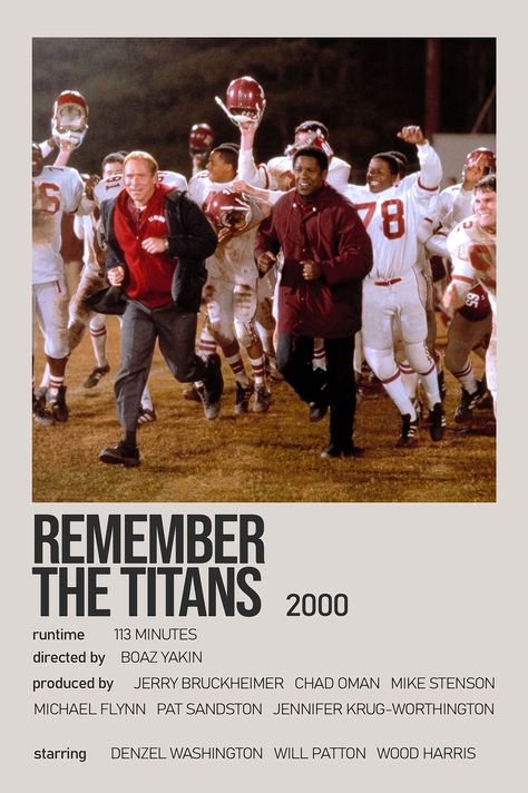 Remember The Titans Poster, Remember The Titans Movie Poster, Someone Great Movie, Remember The Titans Movie, Titans Aesthetic, Emily Core, Movie Watchlist, Comfort Books, Summer Movie Night