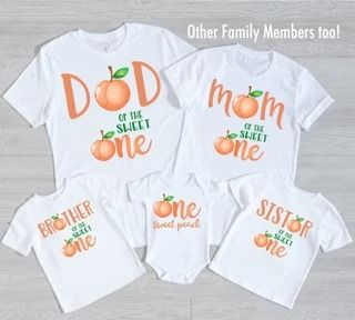 noellebydesign - Etsy One Sweet Peach Birthday, Peach Outfits, Peach 1st Birthday, One Sweet Peach, Aunt Peaches, Peach Party, Matching Family Shirts, Outfit Birthday, 1st Birthday Party Themes