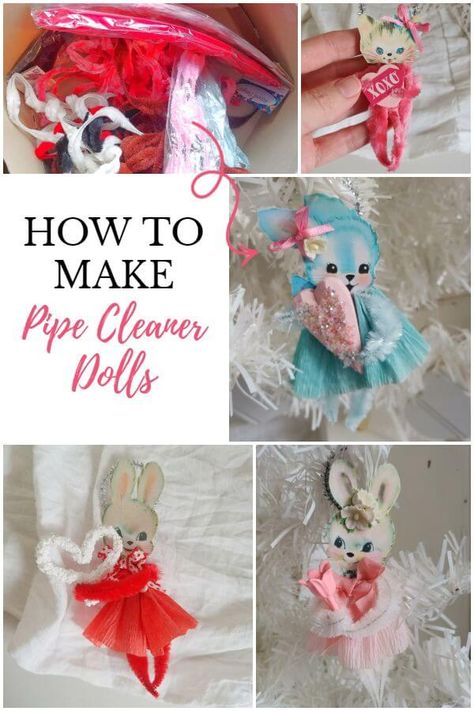 How to Make Pipe Cleaner Dolls Pipe Cleaner People How To Make, Easter Pipe Cleaner Crafts, Pipe Cleaner People, Pipe Cleaner Christmas Crafts, Pipe Cleaner Dolls, Pipe Cleaner Projects, Chenille Stem Crafts, Chenille Ornaments, Pipe Cleaner Art