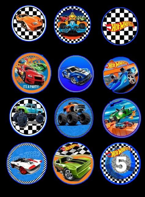 Hot Wheels Template, Hot Wheel Printables, Bolo Blaze, Hot Wheels Invitations, Bolo Hot Wheels, Hot Wheels Cake, Hotwheels Birthday Party, Truck Toppers, Hot Wheels Birthday