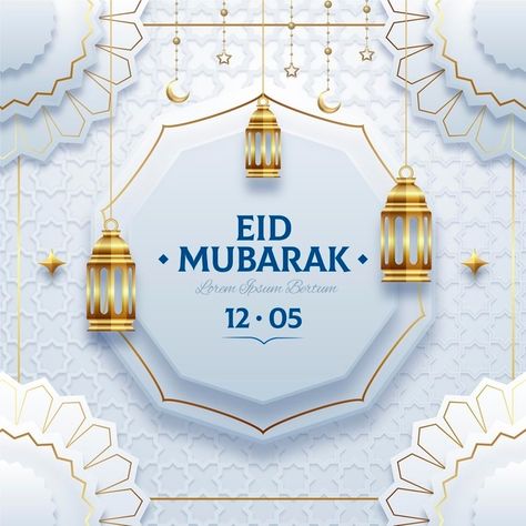 Realistic eid al-fitr - eid mubarak illu... | Free Vector #Freepik #freevector #islamic #ramadan #celebration #holiday Ramzan Eid Mubarak, Eid Mubarak Wishes Images, Ramzan Eid, Happy Ramadan Mubarak, Hari Raya Aidilfitri, Raya Aidilfitri, Eid Mubarak Background, Hanuman Jayanti, Eid Mubarak Greeting Cards