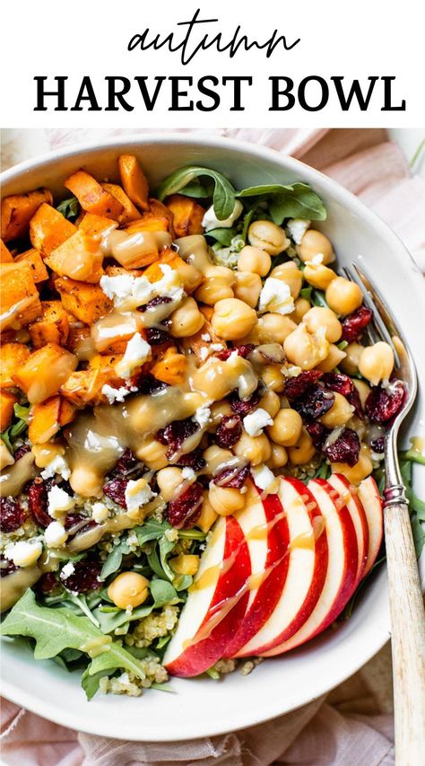 Vegetarian Cookout Side Dishes, Harvest Bowl, Veggie Dinners, Bowl Meals, Work Food, Healthy Bowls Recipes, Bowl Ideas, Fall Recipes Healthy, Thanksgiving Cooking