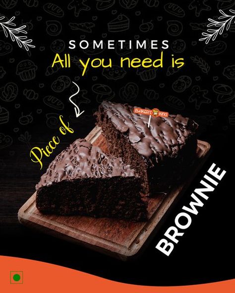 Brownie Creative Ads, Brownie Advertising, Dessert Advertising, Dessert Ads, Cafe Creative, Cafe Branding Design, Coffee Advertising, Bakery Shop Design, Creative Post