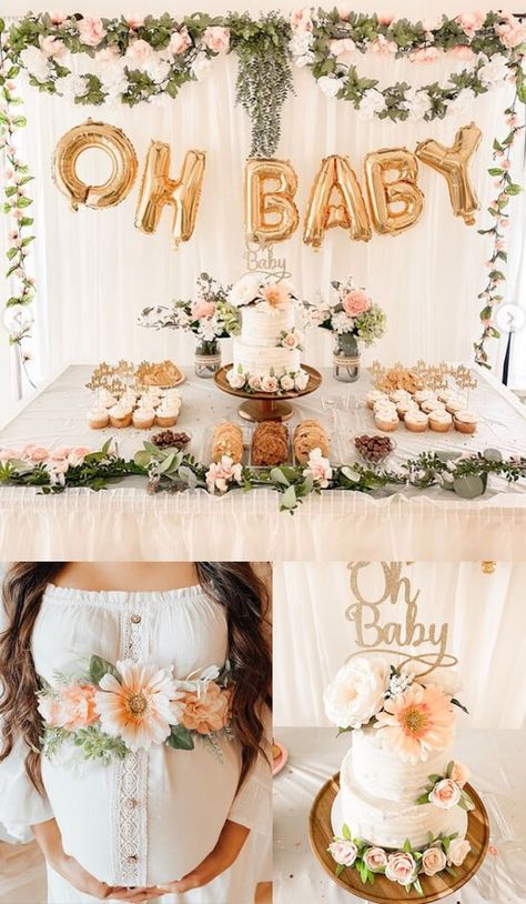 Charming Shabby Chic Baby Shower Ideas – Vintage Inspired – Baby Shower Ideas 4U Boho Chic Gender Reveal Party, Boho Floral Baby Shower Ideas, Baby In Bloom Decorations, Boho Chic Baby Shower Girl, Spring Baby Shower Themes Girl, Baby In Bloom Shower Decorations, Bloom Baby Shower Ideas, Baby In Bloom Baby Shower Theme, Shabby Chic Baby Shower Ideas