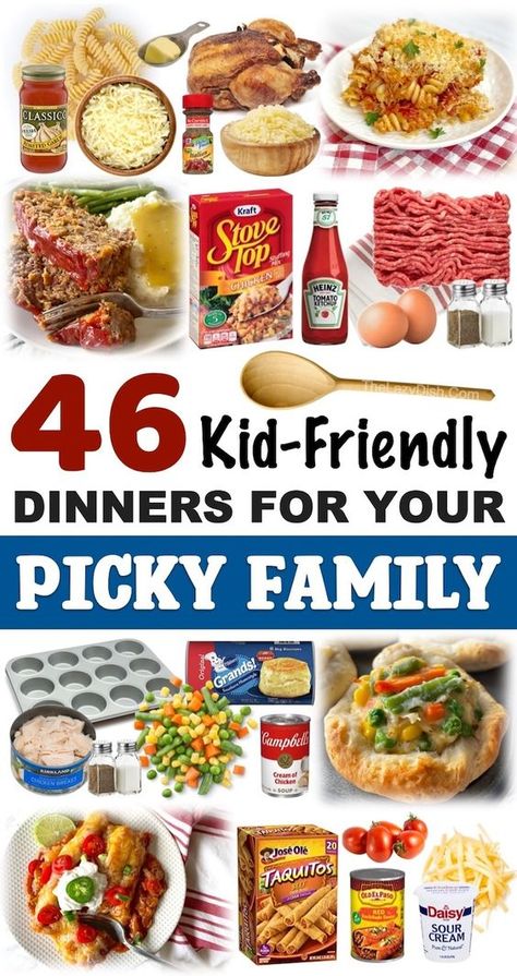 46 Kid-Friendly Weeknight Dinners For A Family With Picky Eaters Picky Eaters Dinner, Quick And Easy Dinner Ideas, Lazy Dinners, Favorite Recipes Dinner, Easy Meals For Kids, Quick And Easy Dinner, Kid Friendly Dinner, Easy Dinner Ideas, Easy Family Meals