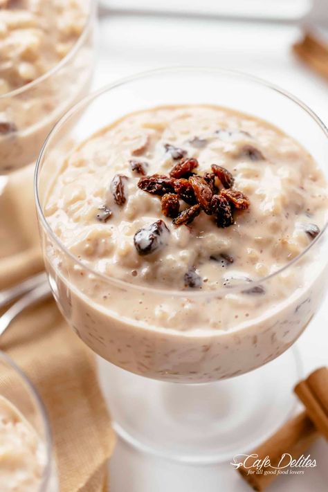 Easy Cinnamon Raisin Rice Pudding Raisin Rice Pudding, Spanish Style Rice, Raisin Rice, Best Rice Pudding Recipe, Easy Rice Pudding, Old Fashioned Rice Pudding, Rice Pudding Recipes, Creamy Rice Pudding, Raisin Recipes