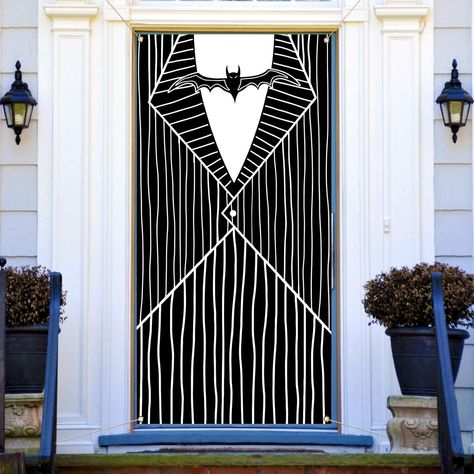 Nightmare Before Christmas Door Contest, The Nightmare Before Christmas Door, Jack Skellington Birthday Party, Nightmare Before Christmas Door, Jack Skellington Birthday, Diy Halloween Door Decorations, Porche Halloween, Monster Door, Halloween Diy Door