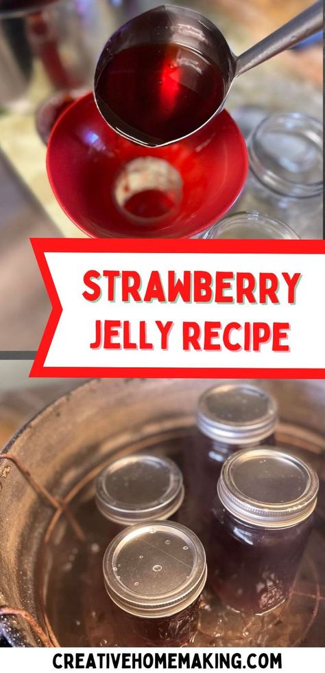 Strawberry Jelly Recipe Canning, Homemade Strawberry Jelly, Strawberry Jelly Recipe, Jelly Recipes For Canning, Canning Jelly Recipes, Strawberry Jelly Recipes, Fruit In Jars, Corn Cob Jelly, Lilac Jelly