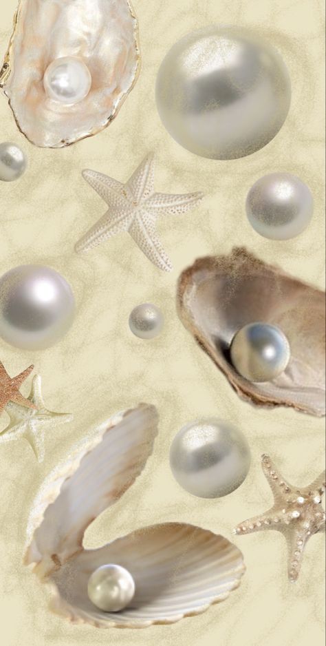 Shells Wallpaper Iphone, Shell Wallpaper Aesthetic, Pearl Lockscreen, Seashell Wallpaper Aesthetic, Shell Iphone Wallpaper, Coquette Summer Wallpaper, Shell Wallpaper Iphone, Beige Art Wallpaper, Pearl Wallpaper Iphone