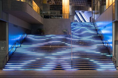 Stairs Lighting, Experiential Art, Landscape Stairs, Interactive Walls, Facade Lighting, Urban Lighting, Lan Can, Stair Lighting, Interactive Installation