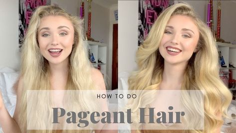 Straight Pageant Hairstyles, How To Do Pageant Hair, Curly Pageant Hair, Pageant Hair Medium Length, Pageant Hair Tutorial, Big Pageant Hair, Pageant Hair For Teens, Pageant Curls, Beauty Pageant Aesthetic