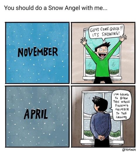 Winter People, 4 Panel Life, Super Funny Pictures, First Snow, Charlie Chaplin, Super Funny, Washington State, Comic Strip, Quotes Funny