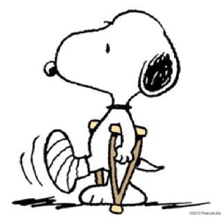 IK how snoopy feels! Broke my foot, finally out of boot and off crutches, cross ur fingers and toes it'll be healed soon!: A Drawing, Snoopy