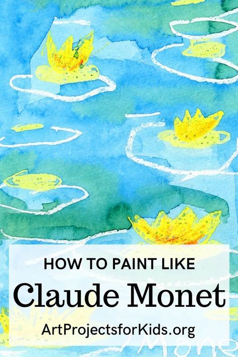 Monet Inspired Art For Preschool, Monet Craft For Preschool, Monet Projects For Middle School, Monet For Kids Craft, Claude Monet For Kids Art Lessons, Diy Monet Painting, Monet Preschool Art, Claude Monet Preschool Art, Claude Monet Art Projects For Kids