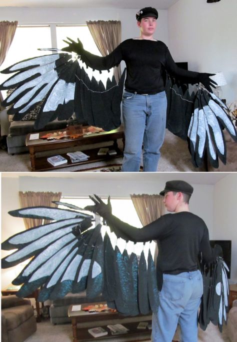 Roadrunner Costume, Harpy Cosplay, Bird Wings Costume, Wings Inspiration, Crow Costume, Cosplay Wings, Diy Wings, Bird Costume, Dragon Costume