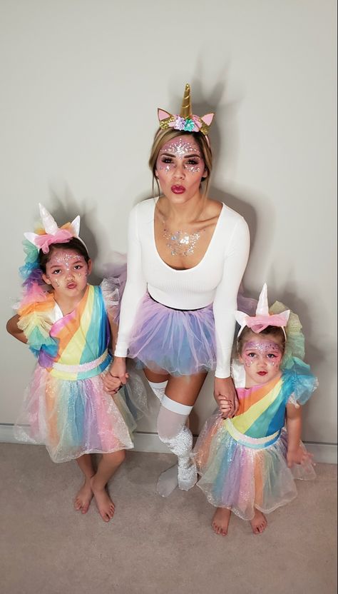 Halloween, kids costumes, unicorns Unicorn Halloween Costume Adult, Unicorn Costume Ideas For Women, Fairy Costume Makeup For Kids, Simple Unicorn Costume Women, Unicorn Costumes For Women, Mommy And Me Unicorn Costume, Unicorn Costume Makeup Kids, Toddler Unicorn Costume Diy, Unicorn Festival Outfit