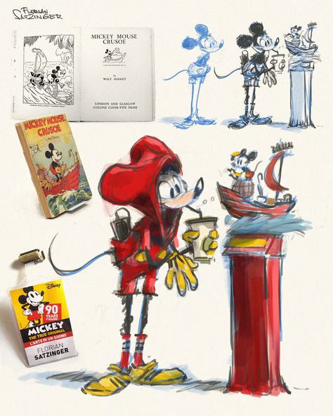 Back in 2018, with the view to my participation in the grand Mickey Mouse exhibition, '90 Years of Magic - Mickey, The True Original', I did a vast number of Mickey Mouse sketches, yet most of which didn't make it on my clean-up shortlist for the show, so these stayed in that rough kind of state. Like this quite off-model Mickey Mouse, here. --- #MickeyMouse #Mickey90 #TheTrueOriginal #conceptartwork #preliminarysketches #characterdesign #Disney #lowbrow #popart Florian Satzinger, Mickey Mouse Sketch, Cartoon Tutorial, Animation Disney, Epic Mickey, Disney Artists, Disney Concept Art, Disney Sketches, Walt Disney Pictures