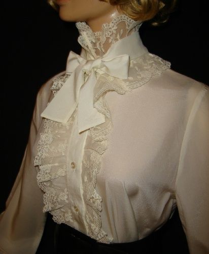 Victorian Style Frilly Lace Bow Blouse Victorian Suits, Frilly Shirt, Fancy Collar, Victorian Shirt, Frill Shirt, Frilly Top, Victorian Blouse, Frilly Blouse, Frilly Dresses