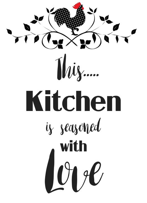 This kitchen is seasoned with love. Free printable...for a french kitchen Kitchen Related Quotes, Diy Wall Decor For Kitchen, Quotes For Kitchen Decor, Picture For Kitchen Walls, Kitchen Quotes Funny Free Printable, Kitchen Decor Painting, Kitchen Printables Free Prints Wall Art, Kitchen Words Decor, Kitchen Quotes Decor Printables